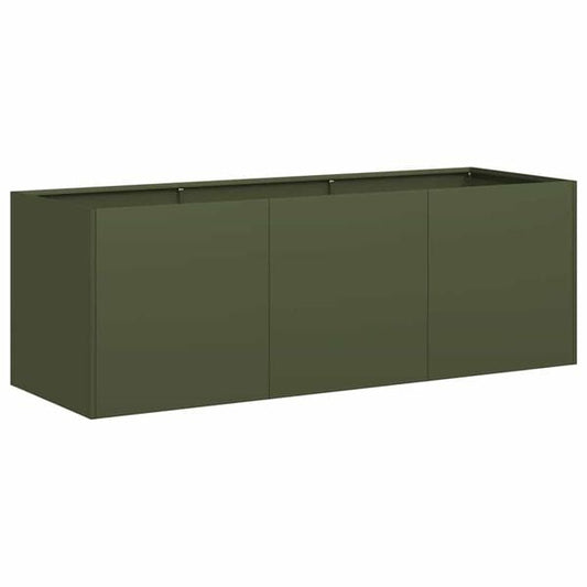 291585 - VIDAXL Vazo me ngjyrë jeshile ulliri 120x40x40 cm Çelik i petëzuar në të ftohtë