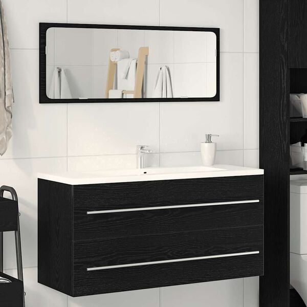 333562 - VIDA XL Dollap Lavamani për Banjo, Lisi i Zi 100x38,5x48 cm, Dru i Inxhinieruar