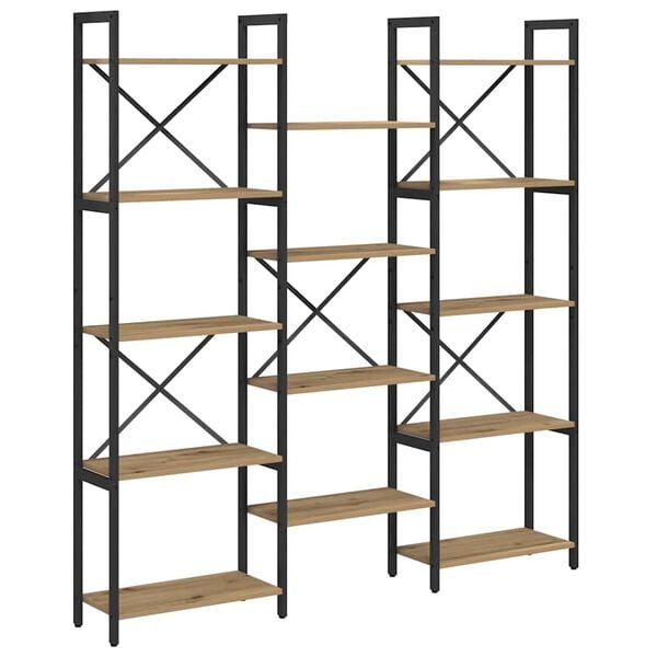 334521 - VIDAXL Raft librash 156 x 25 x 167 cm Dru i projektuar, lisi artizanal
