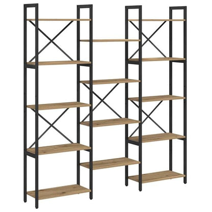 334521 - VIDAXL Raft librash 156 x 25 x 167 cm Dru i projektuar, lisi artizanal