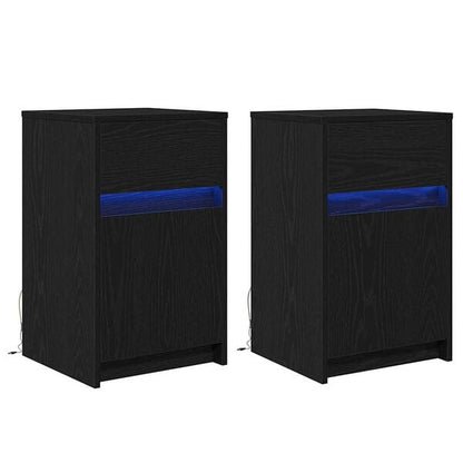 291623 - VIDAXL Komodinë LED 2 copë lisi i zi 38 x 34 x 61 cm