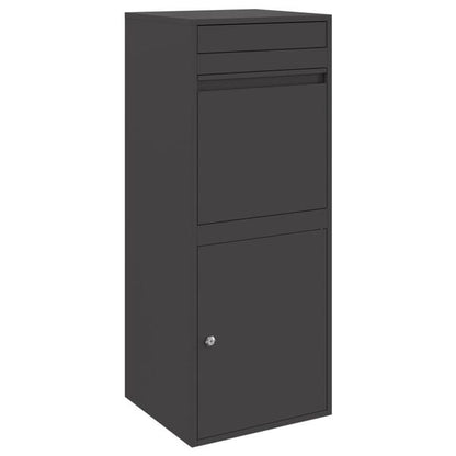 291627 - VIDAXL Kuti Pranimi Paketash me Hapësirë Ruajtjeje e Zezë 41 x 38 x 103 cm Çelik