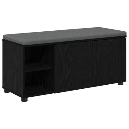 280680 - vidaXL Stol Korridori me Jastëk Lisi i Zi 100 x 38 x 46 cm Dru dhe Pëlhurë