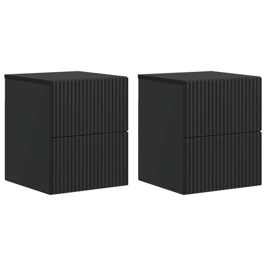 333581 - VIDAXL Komodinë e Montuar në Mur, 2 copë, e Zezë 33 x 34.5 x 40 cm