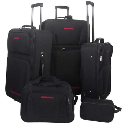 334582 - VIDA XL Set bagazhesh udhëtimi me pesë pjesë, i zi