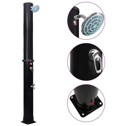 181558 - VIDAXL Dush i Jashtëm me Energji Diellore, Me Kokë Dushi dhe Rubinet, Kapacitet 40L