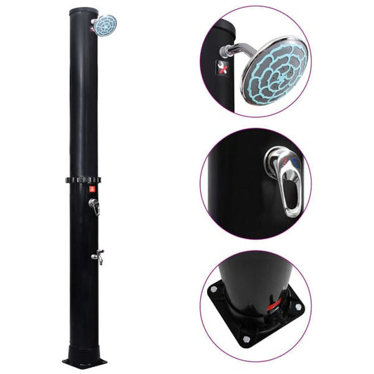 181558 - VIDAXL Dush i Jashtëm me Energji Diellore, Me Kokë Dushi dhe Rubinet, Kapacitet 40L