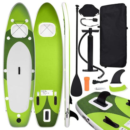 291654 - VIDA XL Set dërrasash me vozë të fryra në këmbë, jeshile 300x76x10 cm