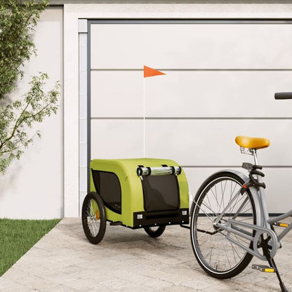 334589 - VIDA XL Rimorkio për biçikleta për kafshë shtëpiake, ngjyrë jeshile dhe e zezë, prej pëlhure Oxford dhe hekuri