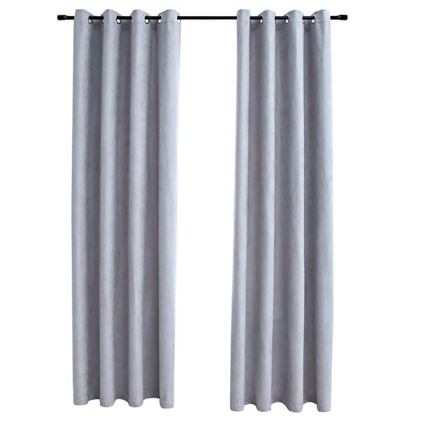 334001 - Perde errësuese vidaXL me unaza metalike, 2 copë, gri, 140x245 cm