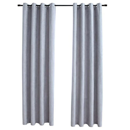334001 - Perde errësuese vidaXL me unaza metalike, 2 copë, gri, 140x245 cm