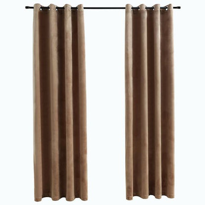 244306 - VIDAXL Perde të Zeza me Unaza, 2 copë, Bezhë Kadifeje 140x175 cm