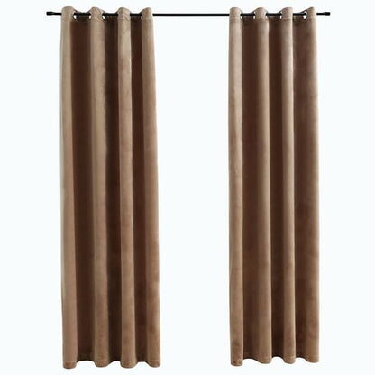 244307 - VIDAXL Perde të Zeza me Unaza, 2 copë, Bezhë Kadifeje 140x175 cm