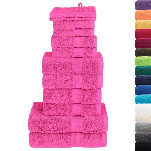 334012 - VIDA XL Set Peshqirësh Premium me 12 Pjesë "SOLUND", Rozë, 600 gsm