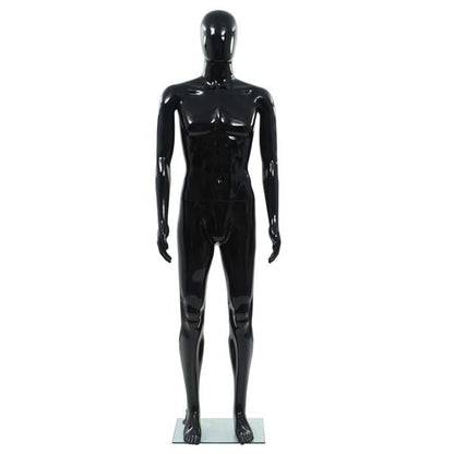 291017 - VIDA XL Manekin Mashkullor me Trup të Plotë me Bazë Qelqi, E Zezë me Shkëlqim 185 cm