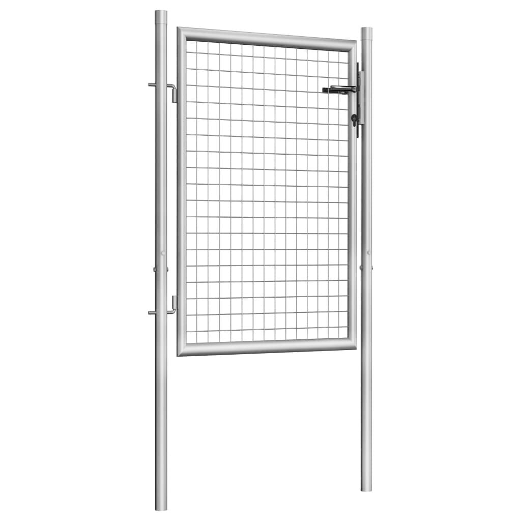 280011 - VIDAXL Portë Kopshti e Galvanizuar 100x100 cm Argjend