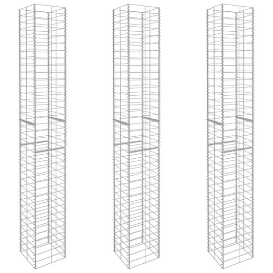 265011 - VIDAXL Shporta me gabion, 3 copë, celik i galvanizuar 25x25x197 cm