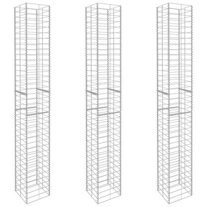 265010 - VIDAXL Shporta me gabion, 3 copë, celik i galvanizuar 25x25x197 cm