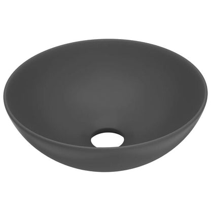244331 - VIDAXL Lavaman Banjo Qeramik Gri i Errët Rrumbullakët 38 cm