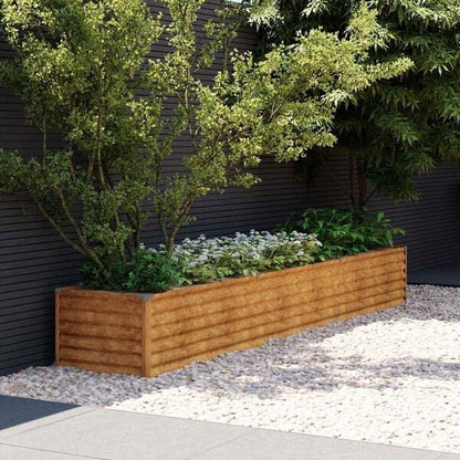 334030 - VidaXL Shtrat i ngritur për kopsht 291x50x36 cm prej çeliku Corten