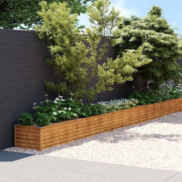 334031 - VIDAXL Shtrat i ngritur për kopsht 960x50x36 cm prej çeliku Corten