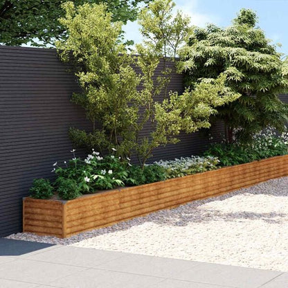 334031 - VIDAXL Shtrat i ngritur për kopsht 960x50x36 cm prej çeliku Corten