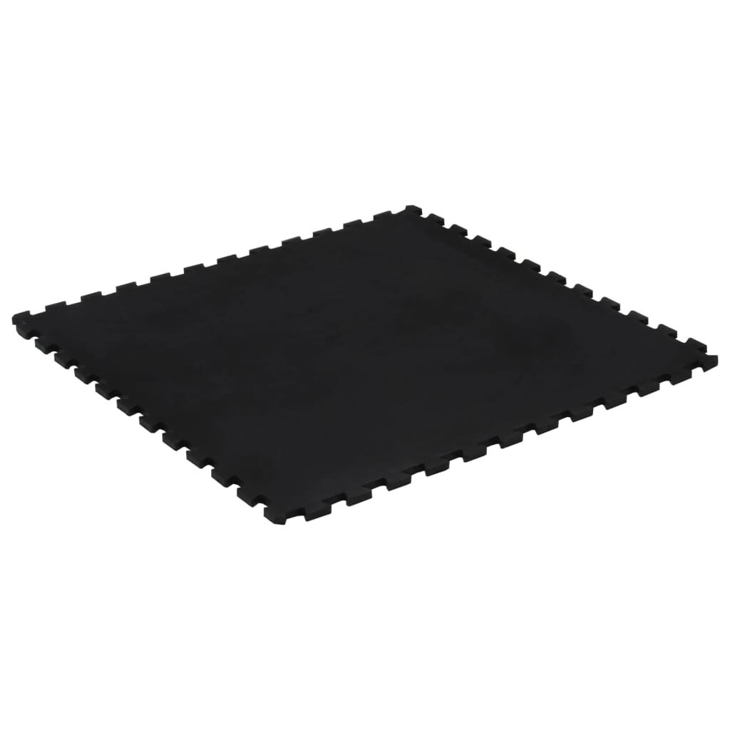 280041 - VIDA XL Pllakë dyshemeje prej gome e zezë 12 mm 100x100 cm
