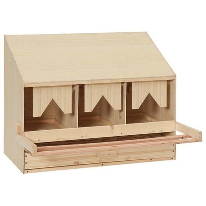 291047 - VIDAXL Fole për Pula me 3 Ndarje 72x33x54 cm Dru Pishe i Fortë