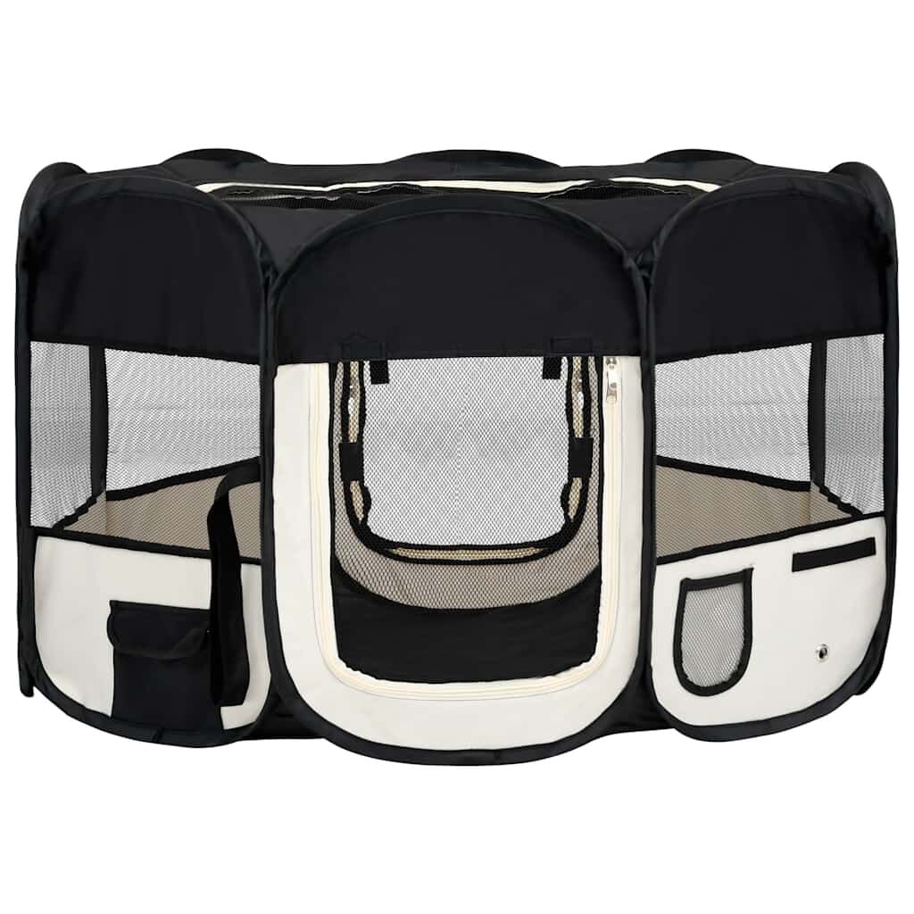 265046 - VIDA XL Lojëra për qen të palosshme me cantë mbajtëse 125x125x61 cm e zezë