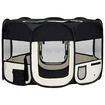 265046 - VIDA XL Lojëra për qen të palosshme me cantë mbajtëse 125x125x61 cm e zezë