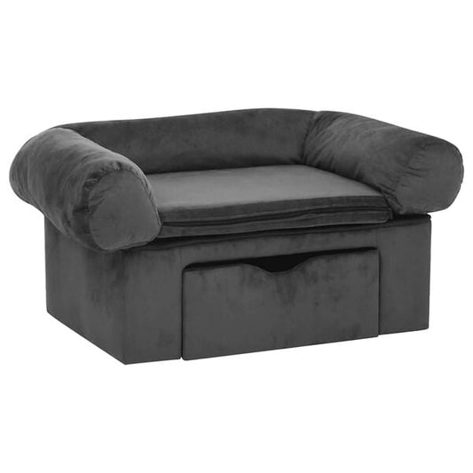 333046 - VIDAXL Divan për Qen me Sirtar, Gri e Errët, 75x50x38 cm, Pelushi