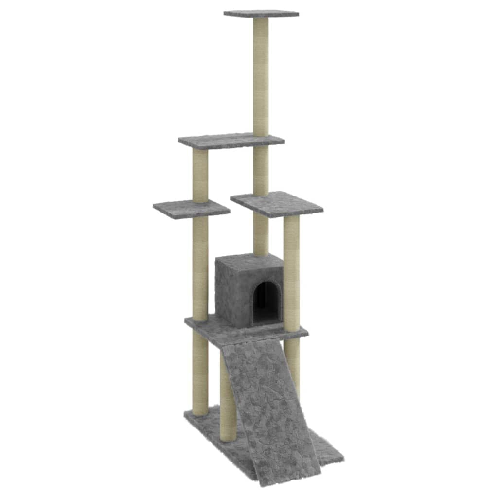 265047 - VIDA XL Pemë për Mace me Shtylla Kërcimi Sisal 155 cm Gri e Çelët