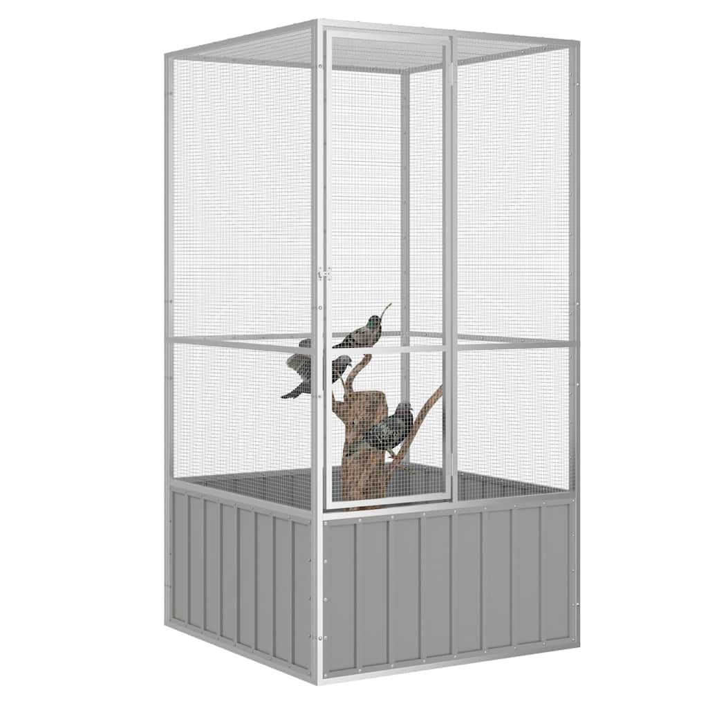 265048 - VIDA XL Kafaz zogjsh 111x107x211,5 cm Çelik i galvanizuar Gri