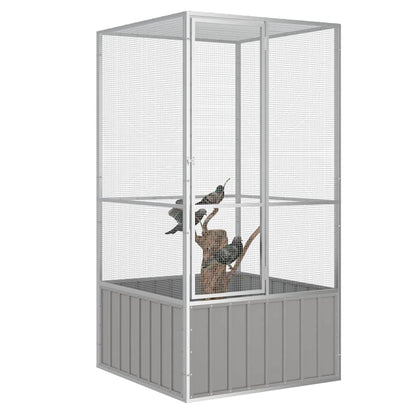 265048 - VIDA XL Kafaz zogjsh 111x107x211,5 cm Çelik i galvanizuar Gri