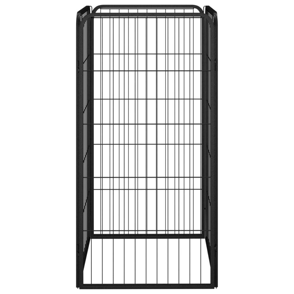 265051 - VIDAXL Karrige për Qen me 4 Panele, E Zezë 50x100 cm, Çelik i Lyer me Pluhur