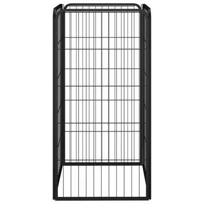 265051 - VIDAXL Karrige për Qen me 4 Panele, E Zezë 50x100 cm, Çelik i Lyer me Pluhur