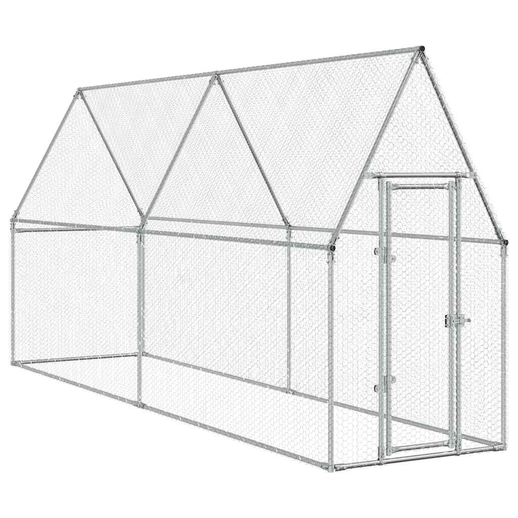 265053 - VIDAXL Kafaz për Pula, Ngjyrë Argjendi 400x100x190 cm, Çelik i Galvanizuar