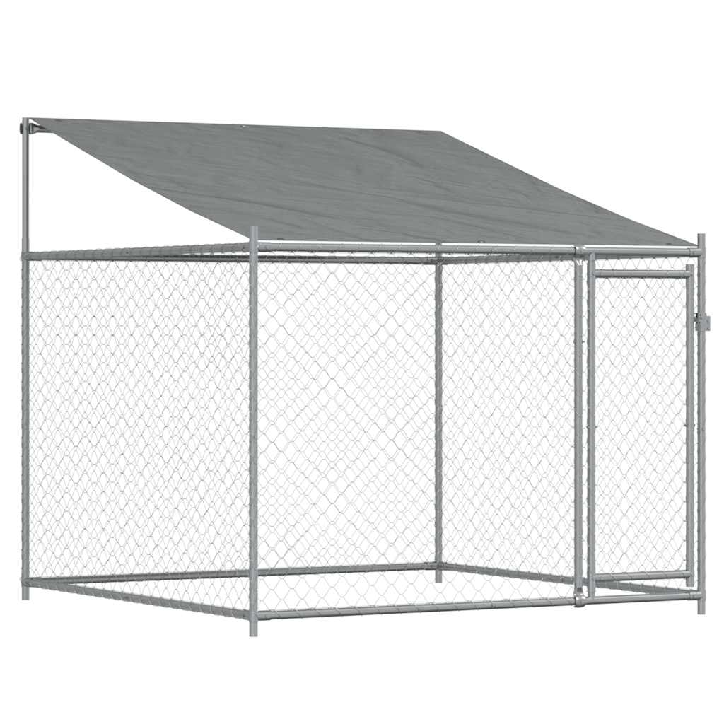 280058 - vidaXL Kafaz për Qen me Çati dhe Derë, 2 × 2 × 2 m, Çelik i Galvanizuar