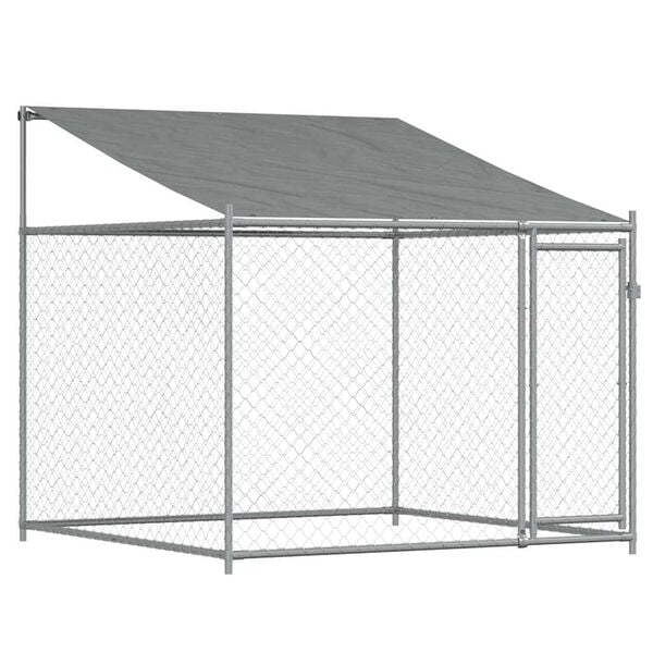 334050 - VIDAXL Kafaz Qeni me Çati dhe Derë Gri 2x2x2 m Çelik i Galvanizuar