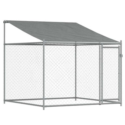 334050 - VIDAXL Kafaz Qeni me Çati dhe Derë Gri 2x2x2 m Çelik i Galvanizuar