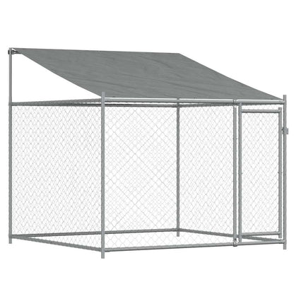 280056 - VIDA XL Kafaz Qeni me Çati dhe Derë Gri 2x2x2 m Çelik i Galvanizuar