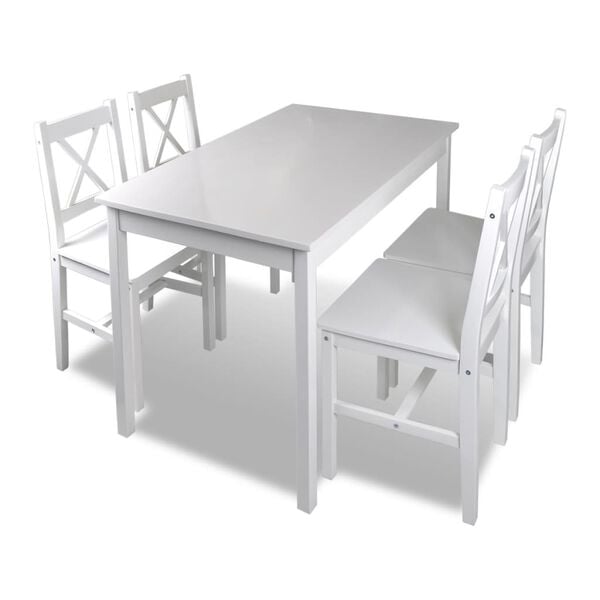 244375 - VIDAXL Set ngrënieje me 5 pjesë, i bardhë