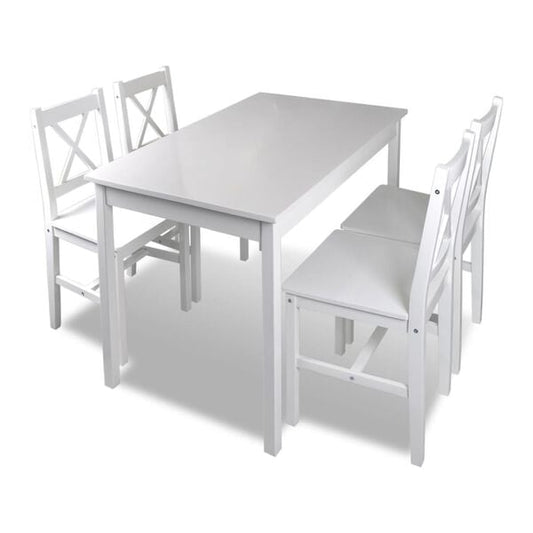 244375 - VIDAXL Set ngrënieje me 5 pjesë, i bardhë