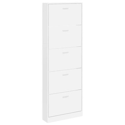 212092 - VIDAXL Dollap këpucësh me 5 ndarje për këpucë, dru i bardhë