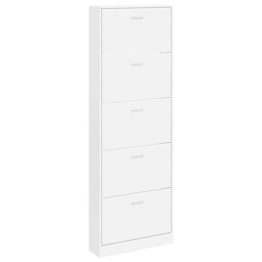 212092 - VIDAXL Dollap këpucësh me 5 ndarje për këpucë, dru i bardhë