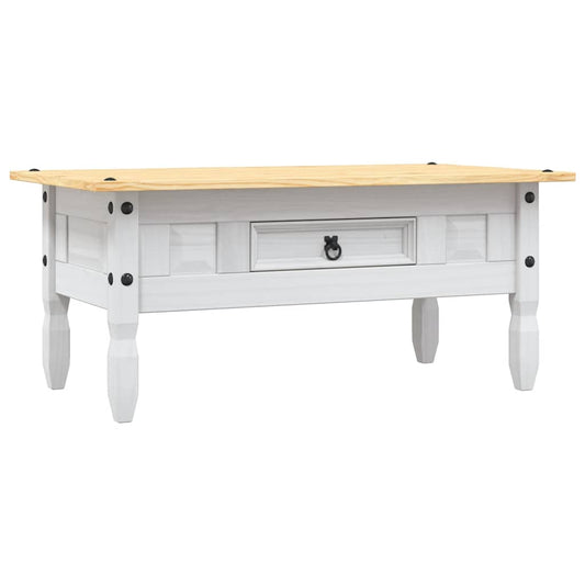 141466 - vidaXL Tavolinë kafeje (Coffee Table) stil Corona, e bardhë, 100×55×45 cm, dru pishe i fortë