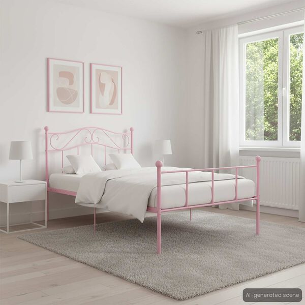 244391 - VIDAXL Kornizë shtrati pa dyshek Rozë Metalike 90x200 cm