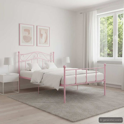 244391 - VIDAXL Kornizë shtrati pa dyshek Rozë Metalike 90x200 cm