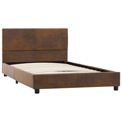 333072 - VIDA XL Kornizë Kreveti pa Dyshek, Lëkurë Faux Suede, Ngjyrë Kafe 100x200 cm