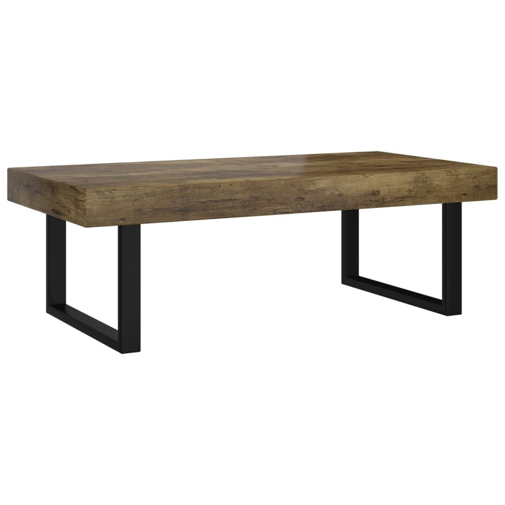 265077 - VIDAXL Tavolinë kafeje kafe e errët dhe e zezë 120x60x40 cm MDF dhe hekur